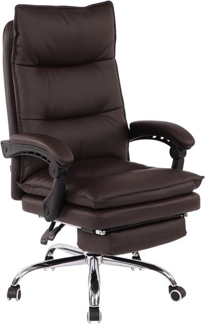 TPFLiving Bürostuhl Poncho Executive Chair aus Kunstleder in Braun mit Armlehnen und Rollen - Bild 1