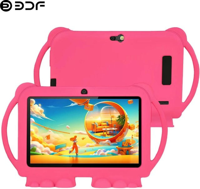 BDF Kinder Tablet mit 7 Zoll Display, Android 13, 4 GB RAM und 64 GB ROM, WiFi, Dual Kameras, inklusive Schutzhülle, Farben: Blau oder Pink - Bild 1
