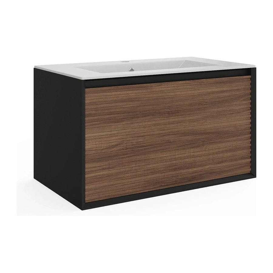Vente-unique Einzelwaschtisch Baniva Schwarz Naturfarben Dunkel B: 80 cm, T: 46 cm, H: 45 cm - Bild 2