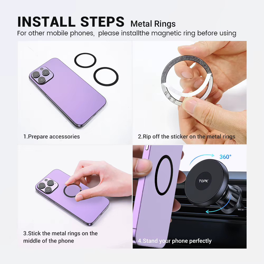TOPK Magnetische Auto-Handyhalterung für Lüftungsschlitze in Schwarz, kompatibel mit MagSafe iPhone und Samsung, starker Magnethalter - Bild 8