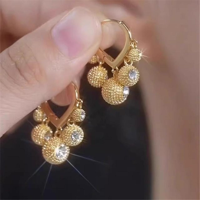 YIRAN Jewelry Hoop Ohrringe, Grün Weiß Zirkon, Gold Farbe, Damen - Bild 1