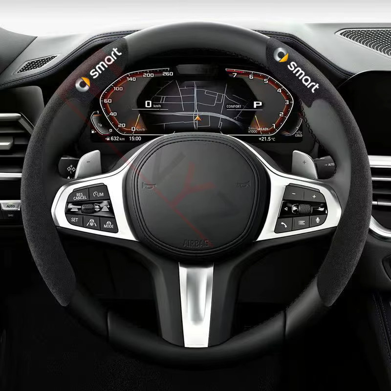 Lenkradabdeckung aus schwarzem Wildleder für Smart Fortwo und Forfour (Modelle 450, 451, 452, 453, 454) - Bild 1