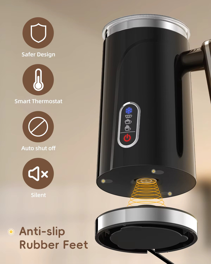 Biolomix 4 in 1 elektrischer Milchaufschäumer für Heiß- und Kaltmilch, ideal für Latte Macchiato und Cappuccino, in Weiß oder Schwarz - Bild 3