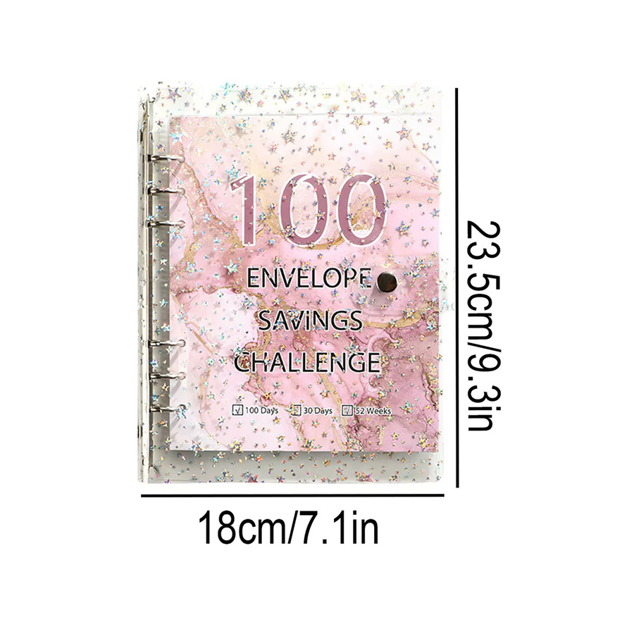Bargeldspar-Herausforderungsbuch mit 100 Umschlägen, A5 Budget-Ordnertaschen für dein Geldmanagement, grüner Geldumschlag-Organizer aus Kunststoff - Bild 2