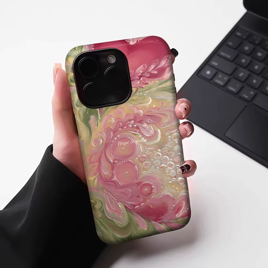 Potdemiel Magnetische Handyhülle mit Rosa Herz-Blumen-Textur für iPhone 17 16 15 14 13 Pro Max Plus - Bild 6