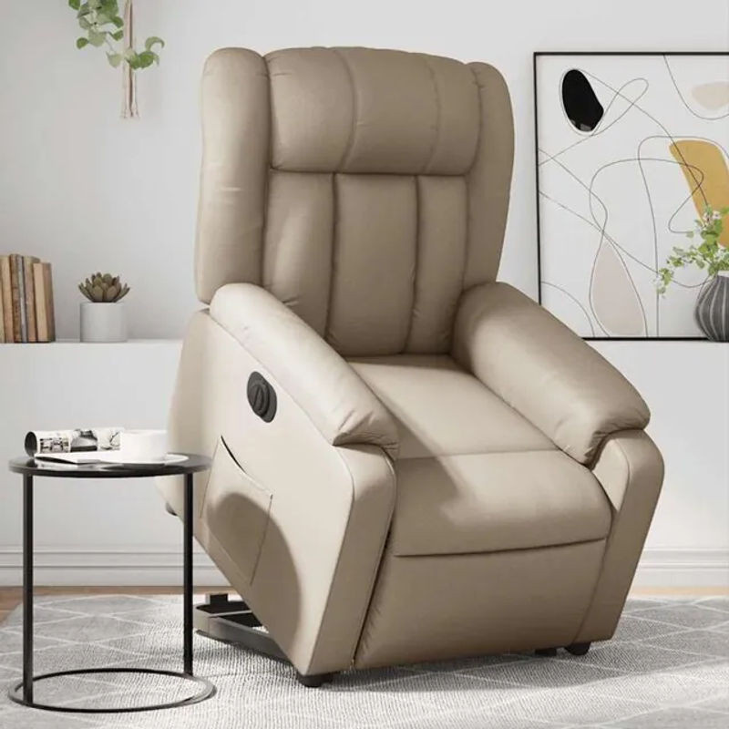 Elektrischer Relaxsessel mit Aufstehhilfe von vidaxl in Cappuccino aus Kunstleder - Bild 1