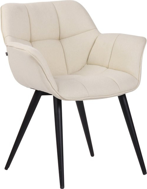 TPFLiving Esszimmerstuhl Rosini mit Stoffbezug und matt schwarzem Metallgestell in Creme und Beige - Bild 1