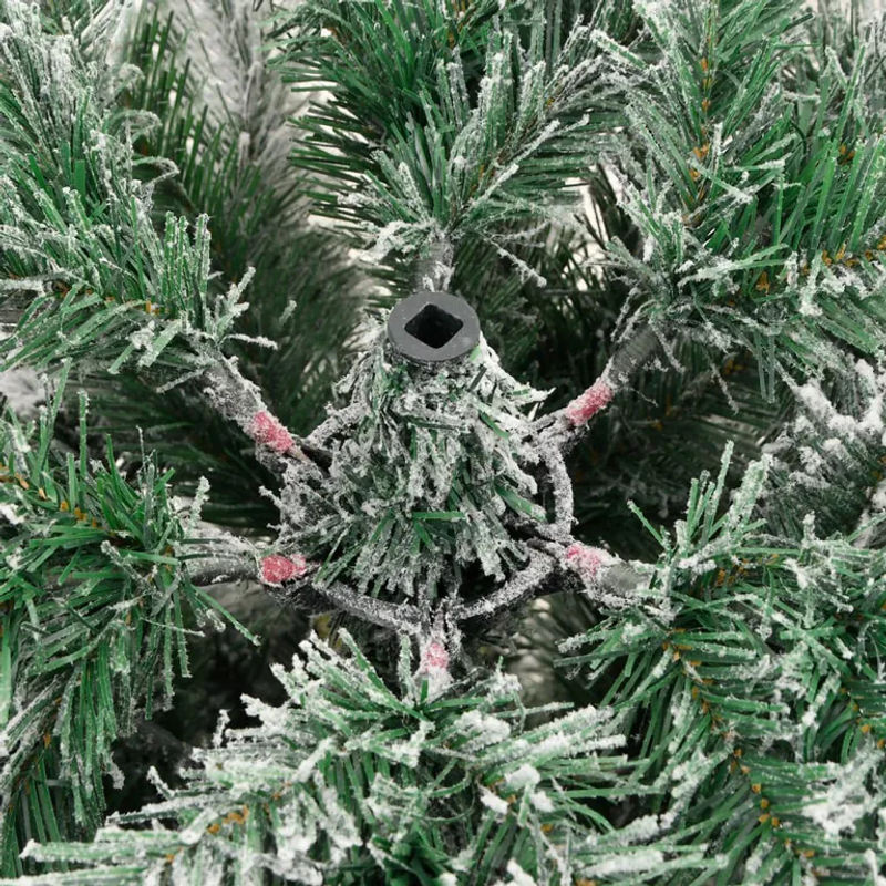 Vidaxl Künstliche Tanne für Weihnachten, Beschneit, Grün/Weiß, Höhe: 210 cm - Bild 4