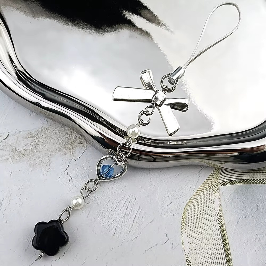 YiYuYiHua Schlüsselanhänger, Perle, Silber, Unisex - Bild 2