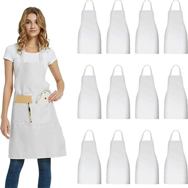 12er-Pack SICOMO Latzschürzen Unisex mit 2 Taschen in Schwarz und Weiß für Gastronomie und Gewerbe - Bild 1