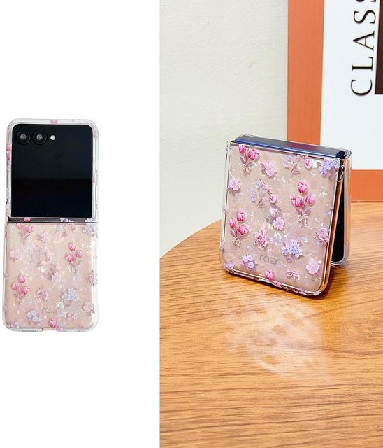Motorola Razr 50 Ultra Schutzhülle mit buntem Tulpen-Laser-Muschelmuster in Multicolour - Bild 1
