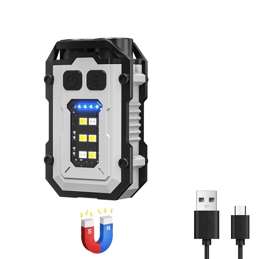 JIASHUAIXIN Mini LED-Taschenlampe als Schlüsselanhänger in Schwarz mit USB-C-Aufladung, Magnet und Stiftclip - Bild 7