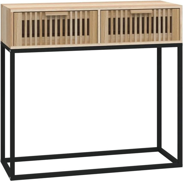 vidaXL Konsolentisch in skandinavischem Design aus Holzwerkstoff und Eisen, Braun, B/T/H: 80 x 30 x 75 cm - Bild 1