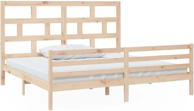 vidaXL Massivholzbett aus Kiefer in Braun, B/T/H: 200 x 200 x 206 cm - Bild 1