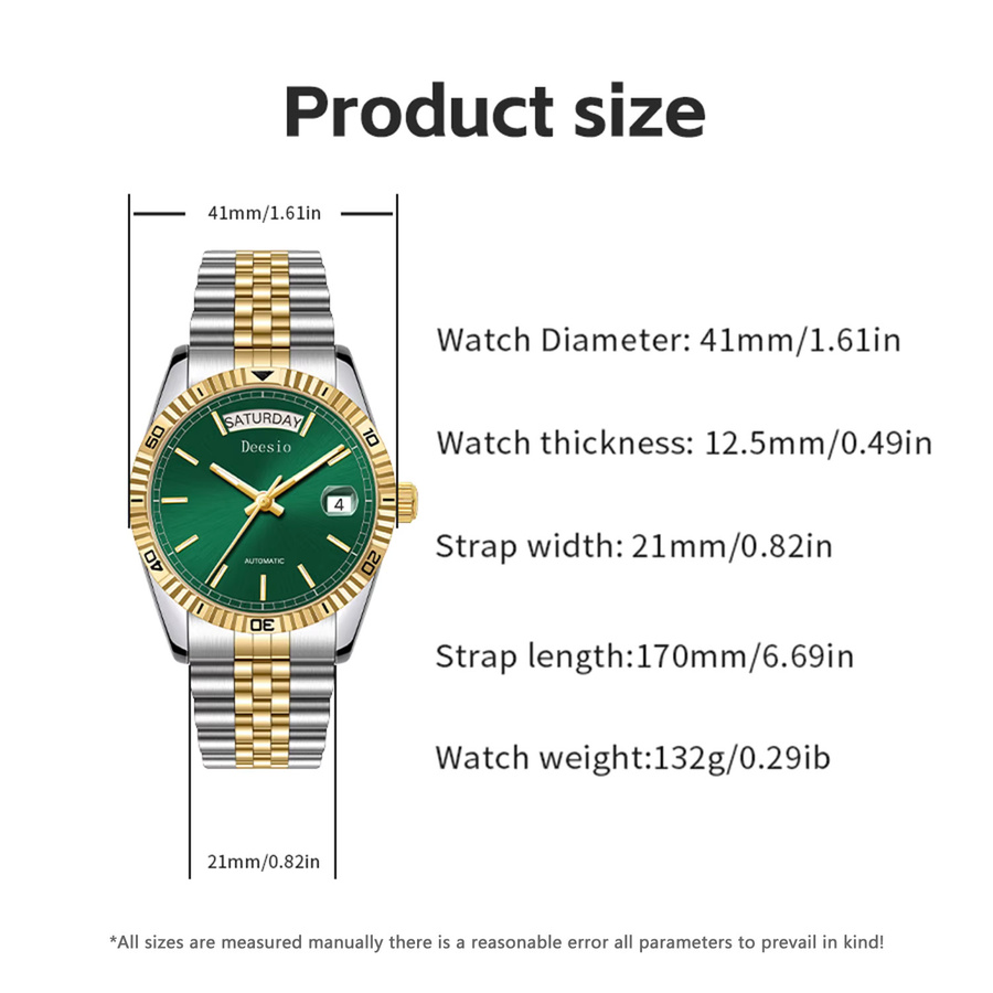 Deesio Armbanduhr Automatik, Edelstahl, Datum, Wochentag, Herren - Bild 6