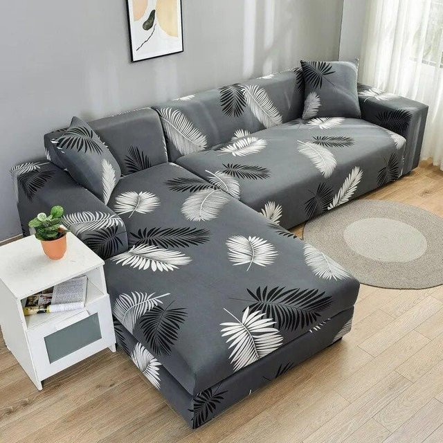 2er-Set elastische Spandex-Ecksofabezüge für L-förmige Sofas in Grau, rutschfeste Stretch-Schonbezüge für dein Wohnzimmer - Bild 1