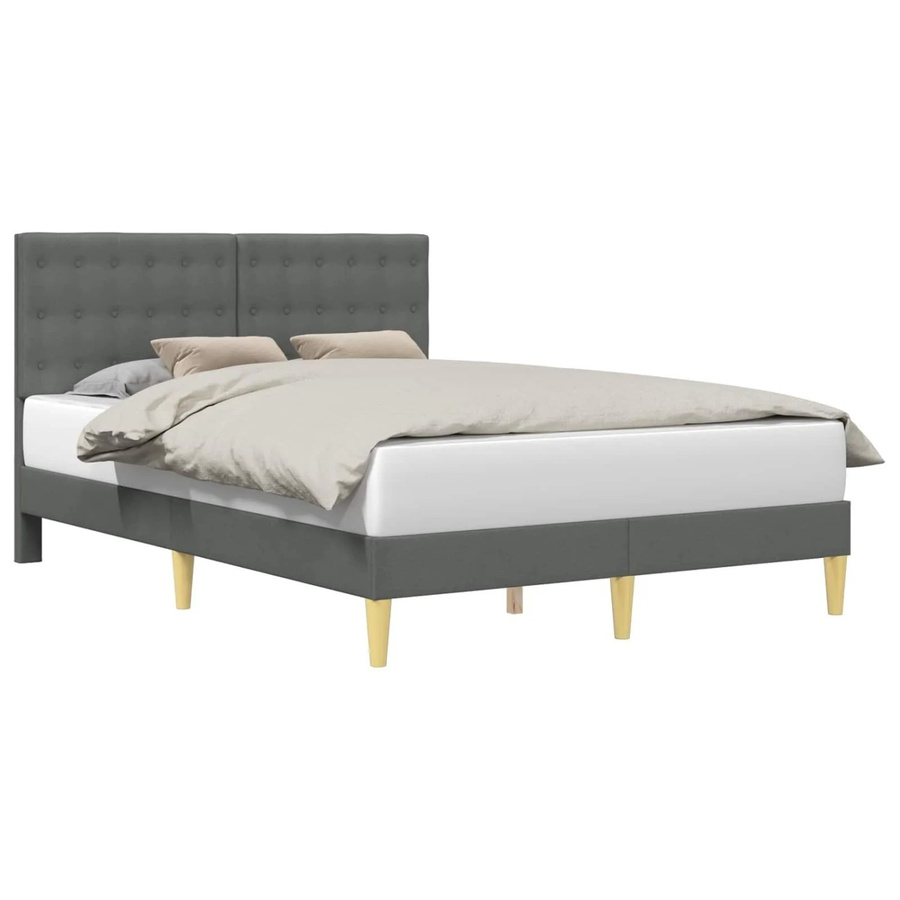 vidaXL Bettrahmen mit Kopfteil in Dunkelgrau aus Stoff, B/T/H: 144 x 202 x 280 cm - Bild 2