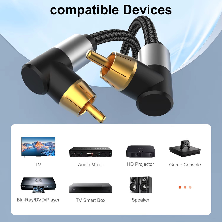 Jiansu High-End RCA zu RCA Koaxial-Audiokabel 90-Grad SPDIF Digitales Kabel in Silber und Grau - Bild 3