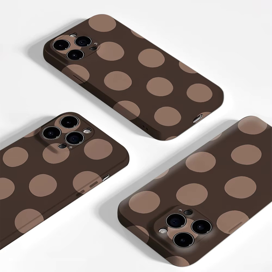 Handyhülle mit braunem Punktemuster für Apple iPhone 12 bis iPhone 17 Pro Max Plus mit doppelschichtiger Rückseite - Bild 2