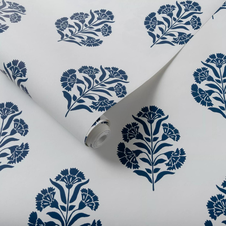 Clarke & Clarke Tapete Standen Midnight Blue mit floralem Botanical Design, Vlies, Matt - Bild 1