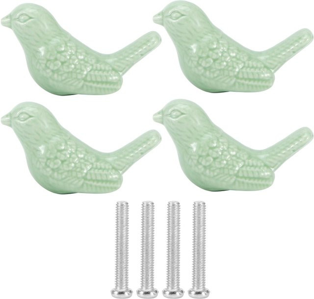 4er Set TOMTOP JMS Keramikknöpfe in Vogelform, Farbe Grün, Möbelgriffe für Schubladen und Schränke - Bild 1