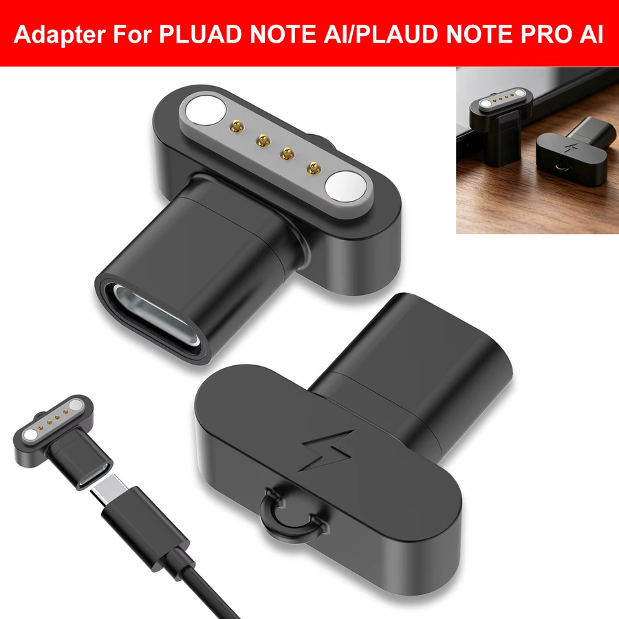 APWIKOGER USB-C-Adapter 4-Pin Schnellladekabel-Konverter für PLAUD NOTE AI und PLAUD NOTE PRO AI Diktiergerät in Schwarz - Bild 2