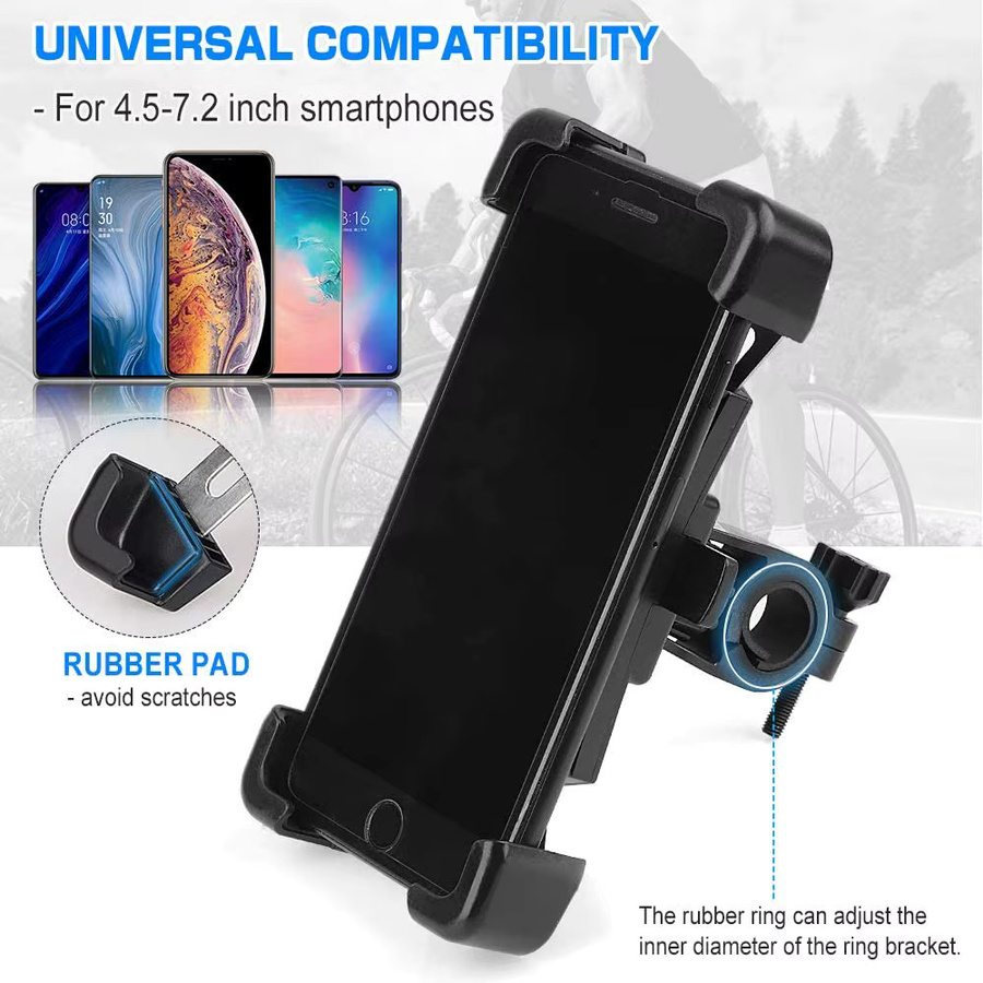 Universelle Fahrrad Handyhalterung mit One-Touch Schloss, 360 Grad drehbar für Smartphones von 4.5 bis 7.2 Zoll, Schwarz, passend für Fahrrad, Motorrad, Rennrad und Mountainbike - Bild 5