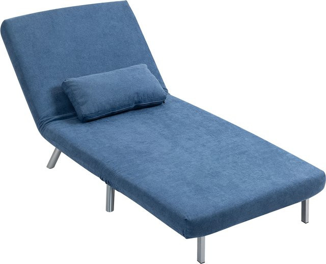 HOMCOM 2-in-1 Schlafsessel und Schlafsofa mit Samtoptik in Blau - Bild 1