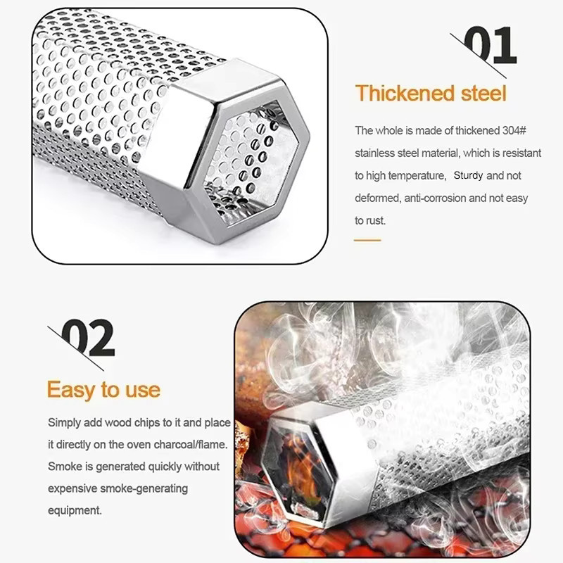 VIE LENTE Pellet-Rauchrohr aus Edelstahl für Holzpellets zur Nutzung mit BBQ-Grills und Rauchern - Bild 4