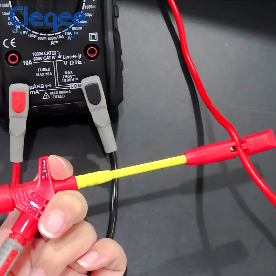 Cleqee P5005 Professionelle Testhaken-Clips mit 4-mm-Buchse, 2 Stück, Rot und Schwarz, Kfz-Werkzeug für Multimeter - Bild 2