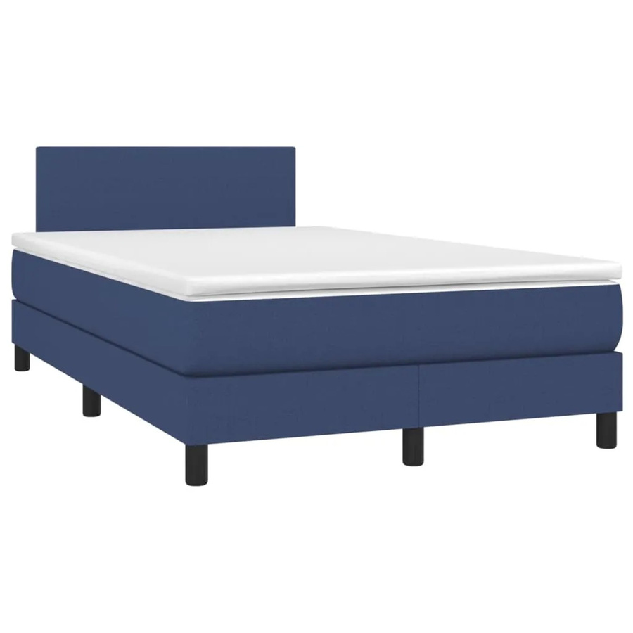 vidaXL Boxspringbett mit Matratze und LED-Beleuchtung in Blau und Weiß, Hybrid-Design mit USB-Anschluss, B/T/H: 120 x 200 x 78 cm - Bild 2