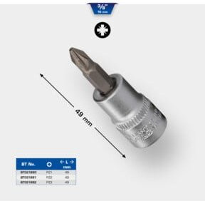 Brilliant Tools PZ2 Kreuzschlitz Bit-Stecknuss aus Edelstahl in Silber, 3/8 Zoll - Bild 1
