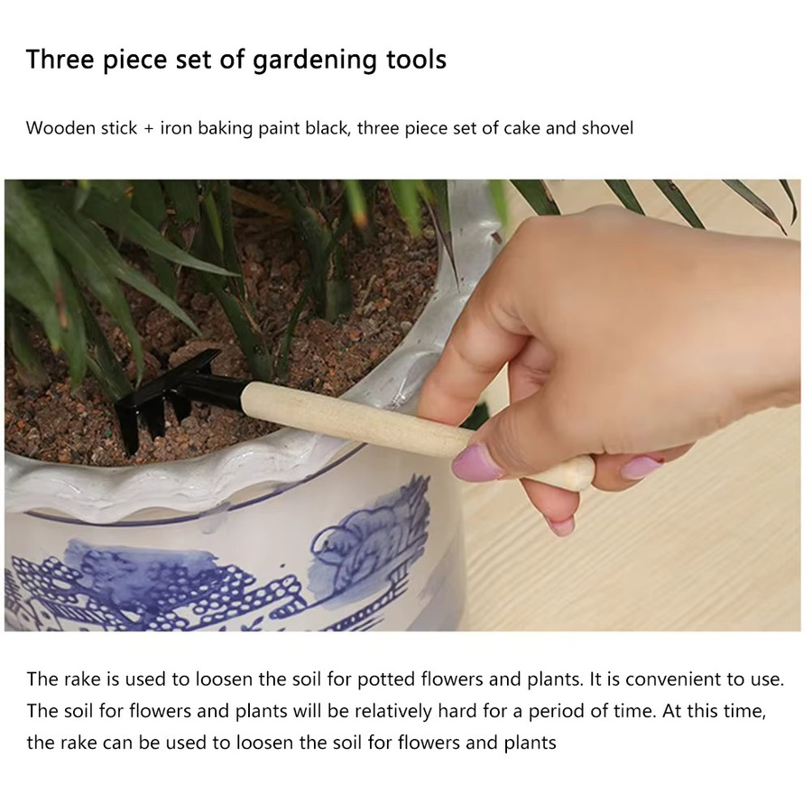 3-teiliges Mini Gartengeräte-Set für Kinder als Pflanzset für Blumen und Topfpflanzen - Bild 1