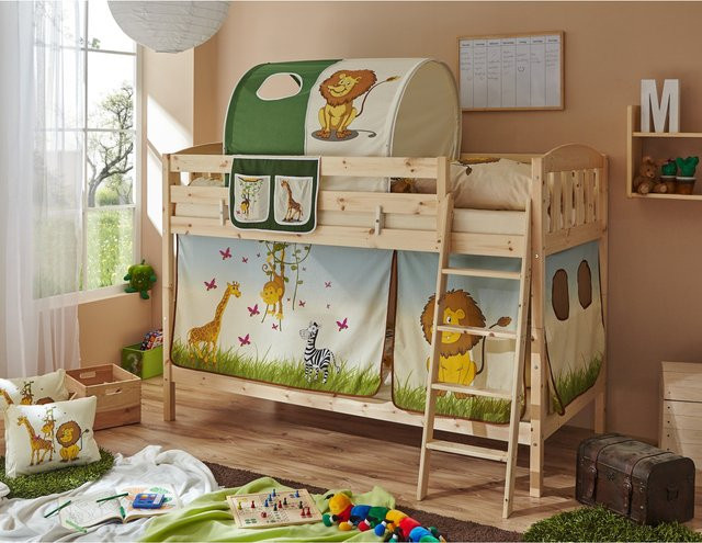 TiCAA Etagenbett Erni Country aus Kiefer Massivholz in Braun, H: 206,0 cm, B: 145,0 cm, T: 80,0 cm - Bild 1