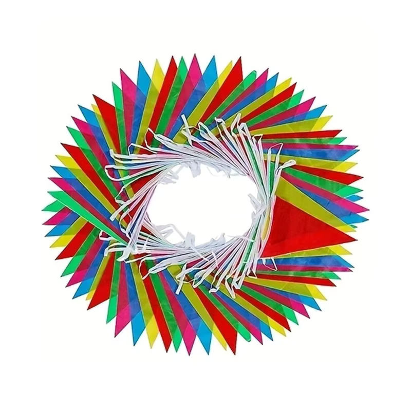 100 Stück bunte Wimpelkette aus Textil mit geometrischem Muster für Geburtstag, Hochzeit und Weihnachten, mehrfarbig hängend - Bild 5