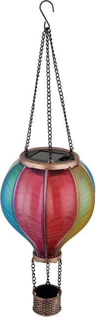 Globo Deko-Solarleuchte Heißluftballon aus Metall in Schwarz Matt mit Gold und Multicolour, Höhe: 46,5 cm, Durchmesser: 14 cm - Bild 1