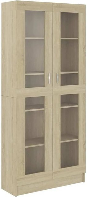 vidaXL Vitrinenschrank Sonoma-Eiche mit Glastüren und Regalböden, B/T/H: 82,5 x 30,5 x 185 cm - Bild 1