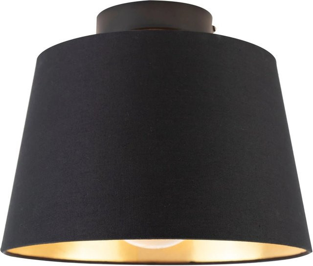 QAZQA Deckenleuchte mit Baumwollschirm in Schwarz und Gold, dimmbar, E27, Durchmesser: 25 cm - Bild 1