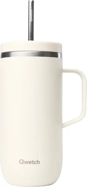 Isolierbecher aus Edelstahl mit Griff von Qwetch in Beige und White, 0,335 l - Bild 1