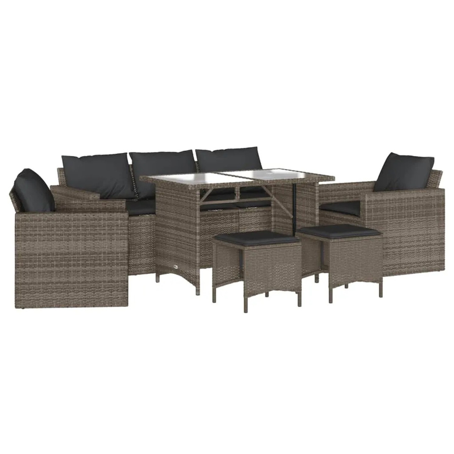 vidaXL 6-tlg Garten-Sofagarnitur aus grauem PE-Rattan mit Kissen und pulverbeschichtetem Stahlgestell - Bild 2