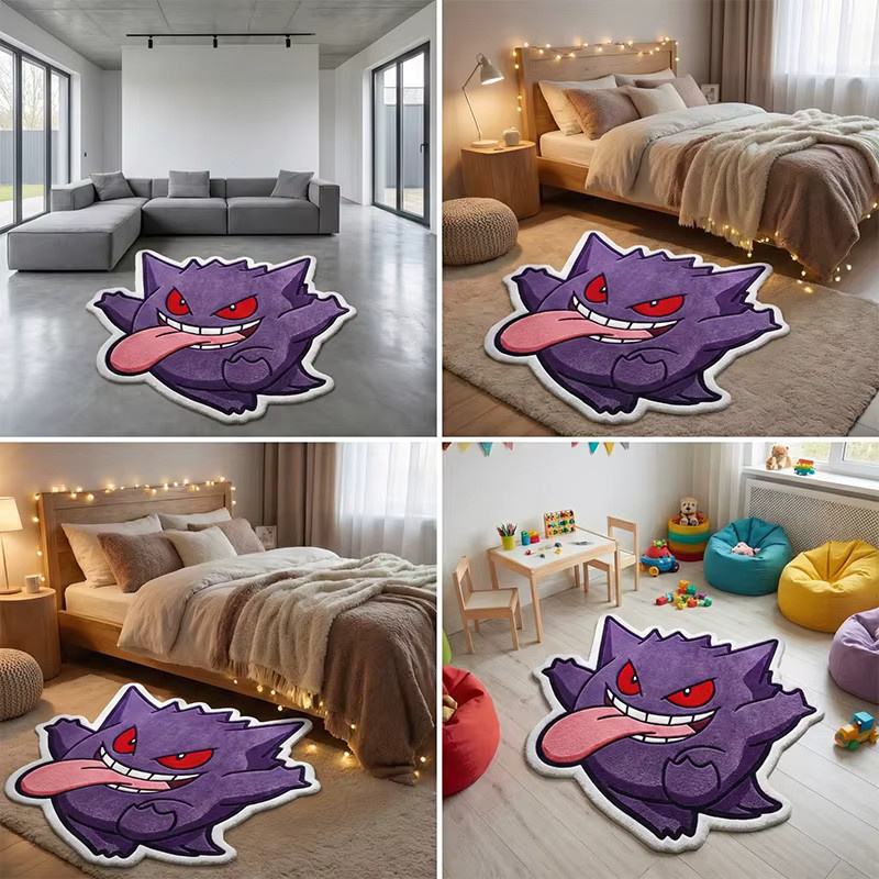 Bandai Pokemon Gengar Teppich aus weichem Polyester in Lila, rutschfeste Anime-Bodenmatte für Kinderzimmer und Schlafzimmer - Bild 4
