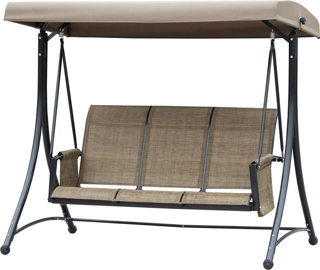 Outsunny Hollywoodschaukel 3-Sitzer mit Sonnendach und Seitentaschen in Braun, B/T/H: 196 x 128 x 172 cm - Bild 1