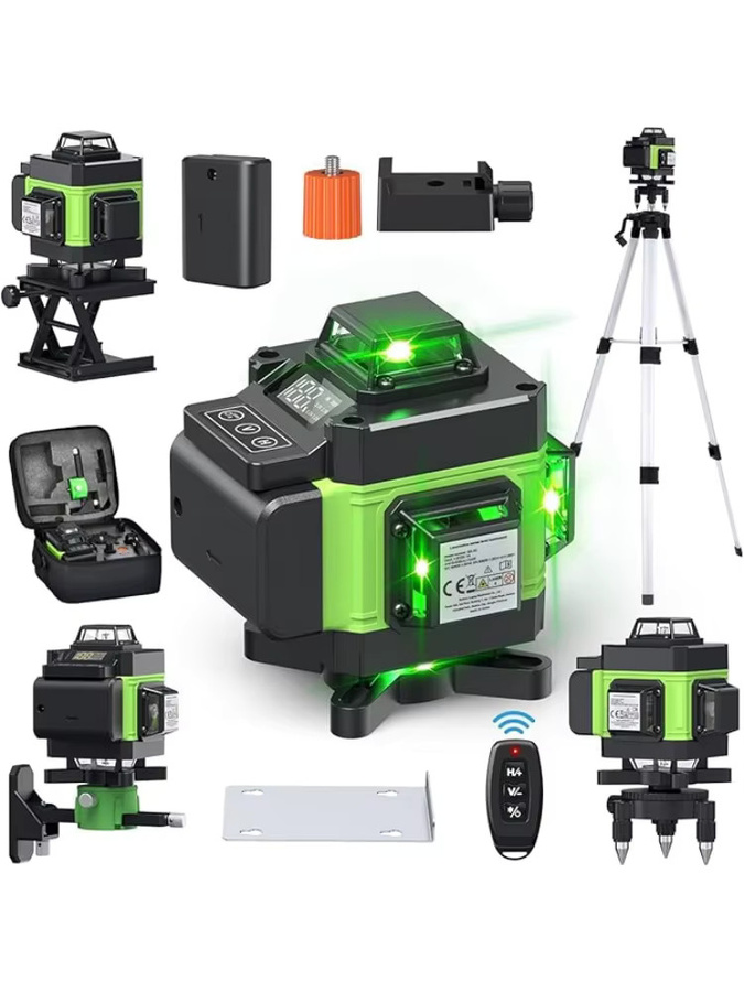 OWJHE 4D-Laser-Wasserwaage mit 16/12 Linien, selbstnivellierend, 360 Grad, grüne Linie, horizontal und vertikal - Bild 3
