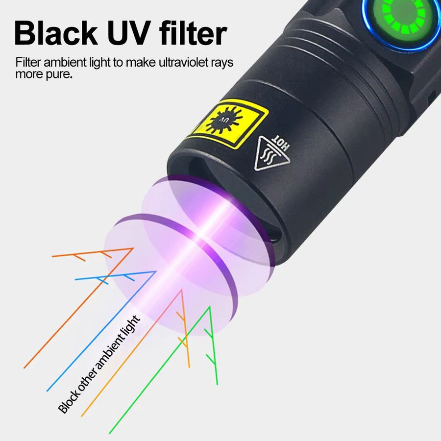 VASTFIRE Mini UV Taschenlampe 5W 365nm LED Stift Detektor für Geld Marker und Flecken in Schwarzlicht - Bild 2
