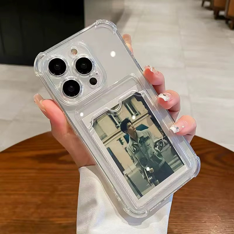 Transparente Fotokarten-Brieftasche Handyhülle als Schutzhülle für iPhone Modelle in klarer Optik - Bild 4
