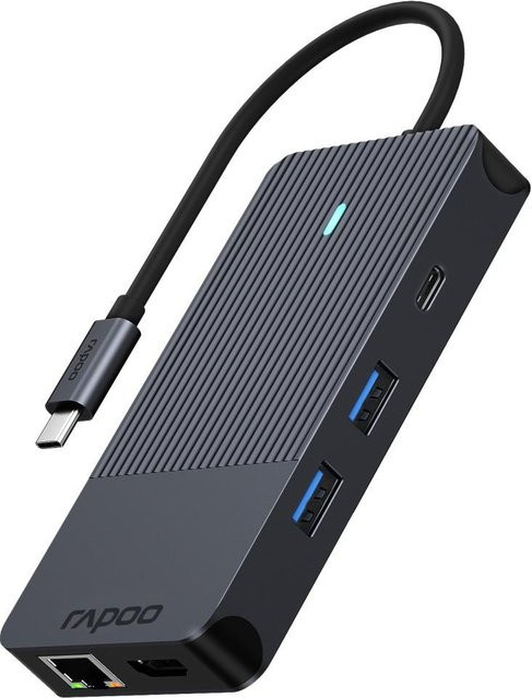 Rapoo USB-C Multiport Adapter UCM-2005 10in1 in Grau mit HDMI, Ethernet/LAN, USB-A, USB-C und 3,5 mm Klinke - Bild 1