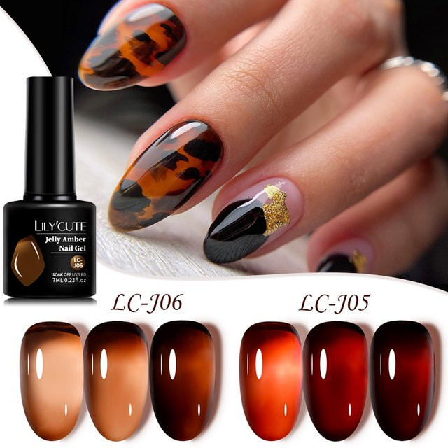 LILYCUTE Nagellack, Brauner Jelly Amber, Glänzend, 7 ml - Bild 1
