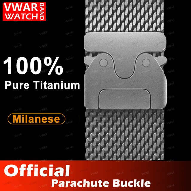 Vwar Uhrenarmband Titan, Milanaise, Schwarz, Unisex - Bild 1