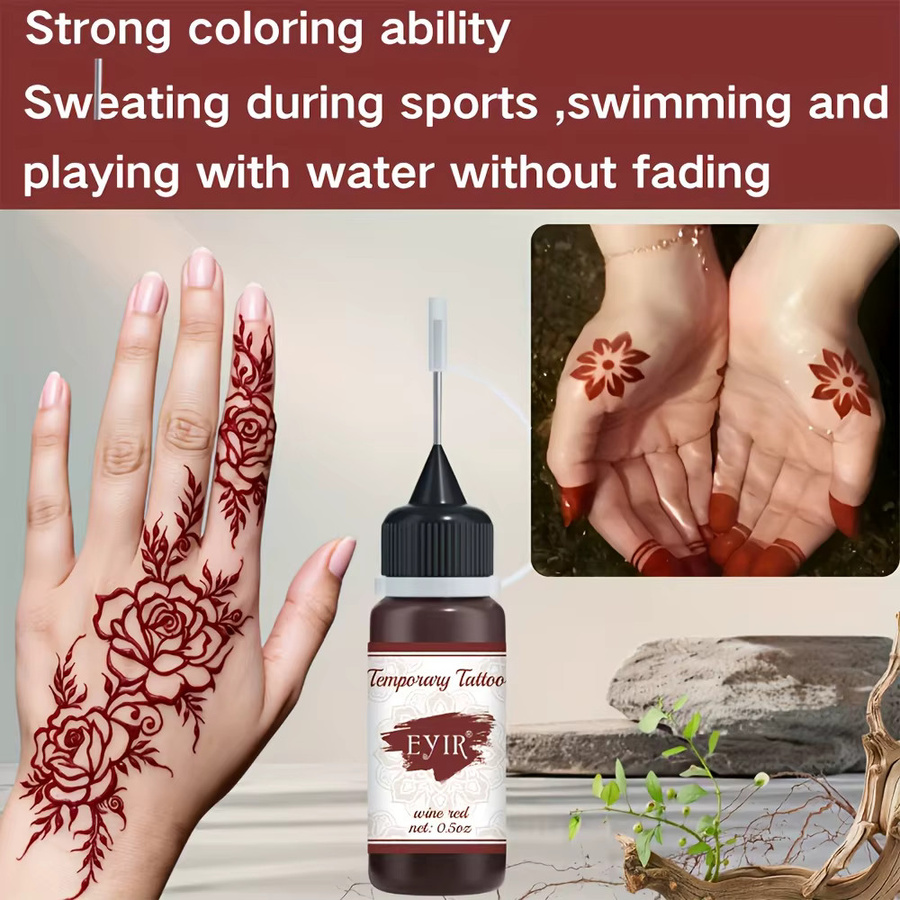 EYIR Tattoo-Paste mit 5 Schablonen-Sets, Rotwein, Körperbemalung - Bild 4