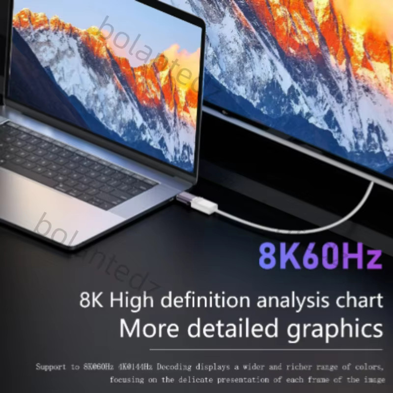 Bolantedz Mini DisplayPort auf DisplayPort 1.4 Adapter Konverter in Schwarz für 8K@60Hz und 4K@144Hz - Bild 2
